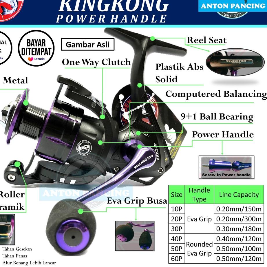 Terbaru.. Reel Pancing Golden Fish Black Kingkong Power Handle 1000-6000