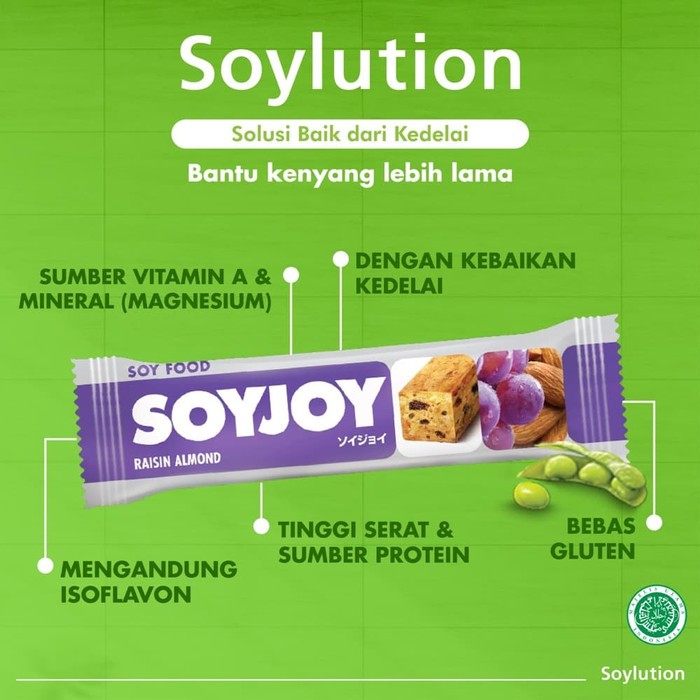 SOYJOY RAISIN ALMOND 30 gr - (HARGA 1 KARTON ISI 4 BOX / 48 pcs)