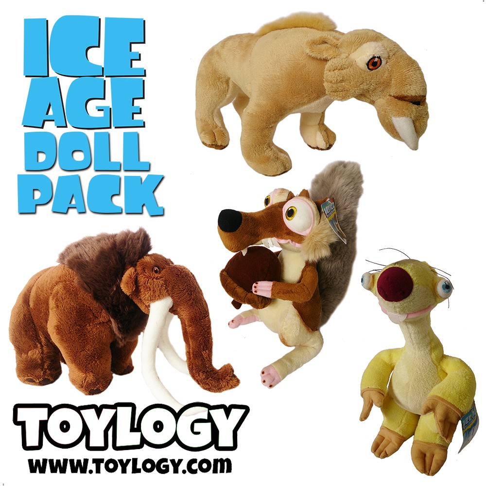 [Original] Boneka ICE AGE Pack ( Manny, Sid, Diego, Scrat Doll ​) 10 inch