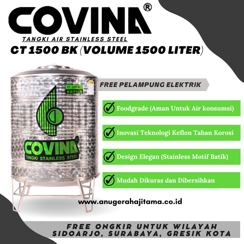 Tangki Air Covina CT 1500 BK / Harga Tandon Air Covina / Tangki Air Covina Surabaya / Harga Tandon A