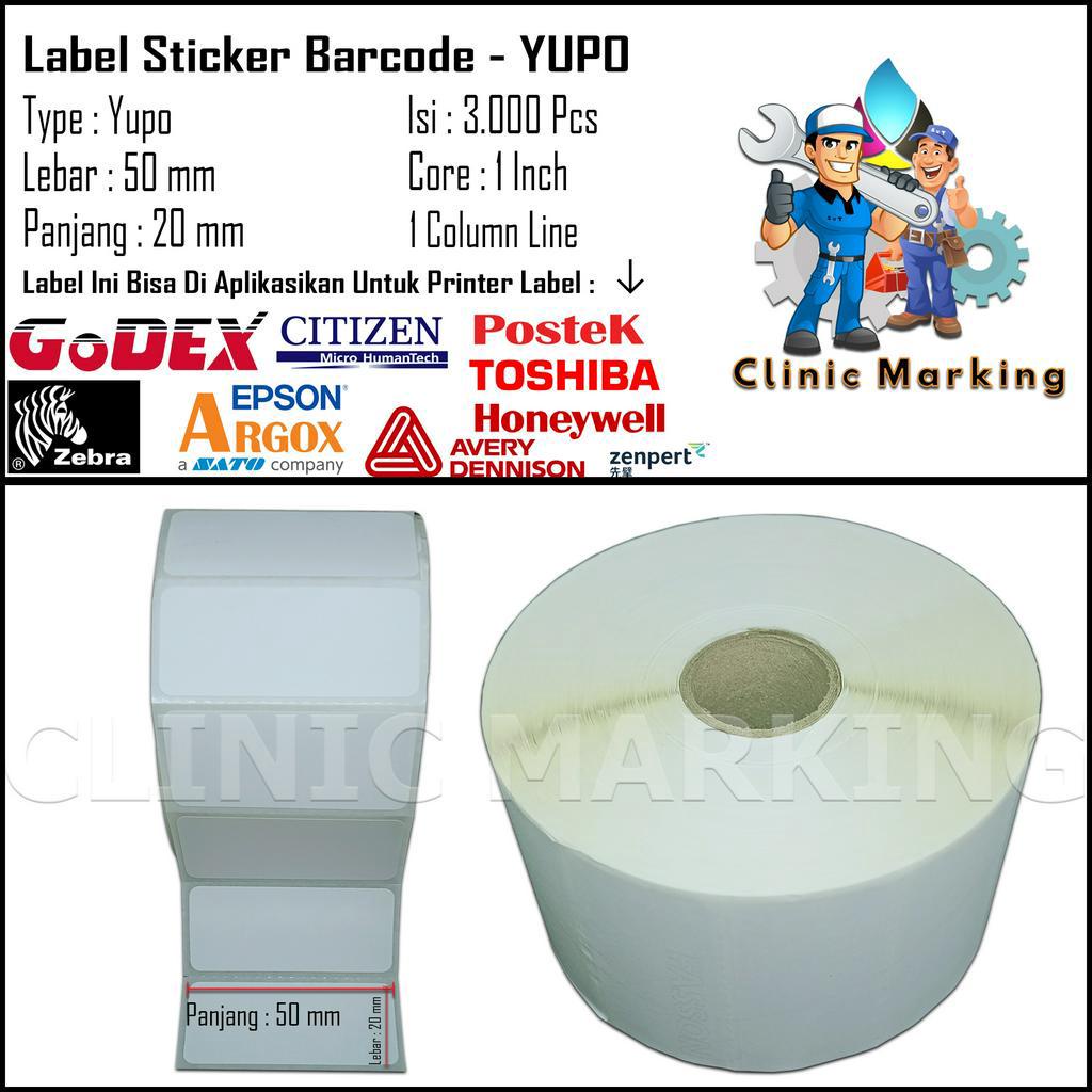 

Label Sticker Barcode Yupo 50mm X 20mm - 1 Line Isi 3.000 Pcs