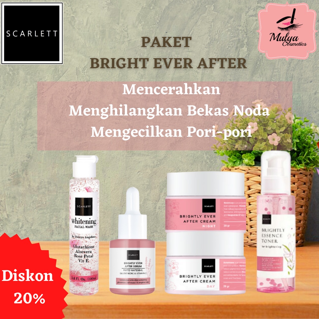 [TERMURAH!!] SCARLETT PAKET BRIGHTLY EVER AFTER SERIES | HILANGKAN BEKAS JERAWAT &amp; MENCERAHKAN KULIT | ISI 5 PCS