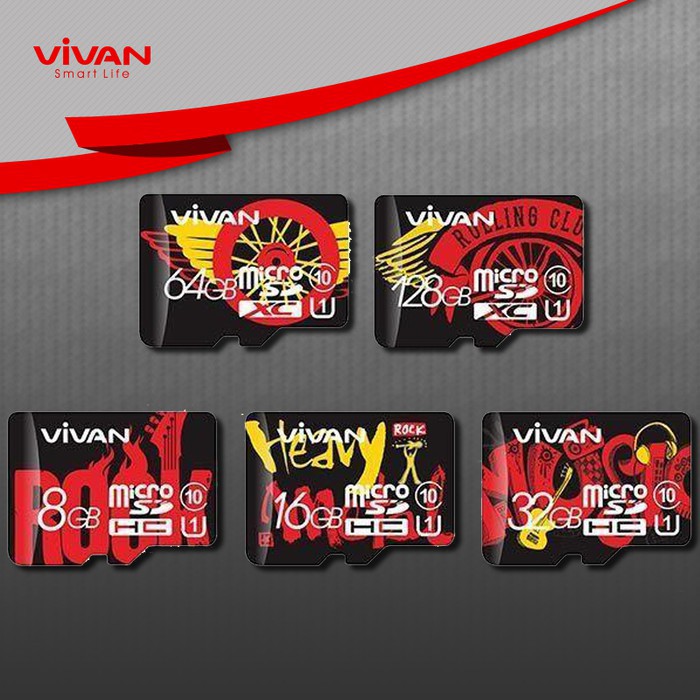 Micro SD VIVAN V16U10 16GB  TF Card Memory Card Class 10 Black + Red - Garansi Resmi 5 Tahun