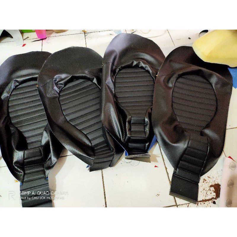 Cover kulit jok Scoopy caferacer sarung jok Scoopy single seat hitam