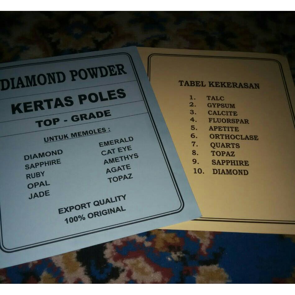 Kertas Poles Untuk Batu Mulia (Serbuk Intan Kertas)