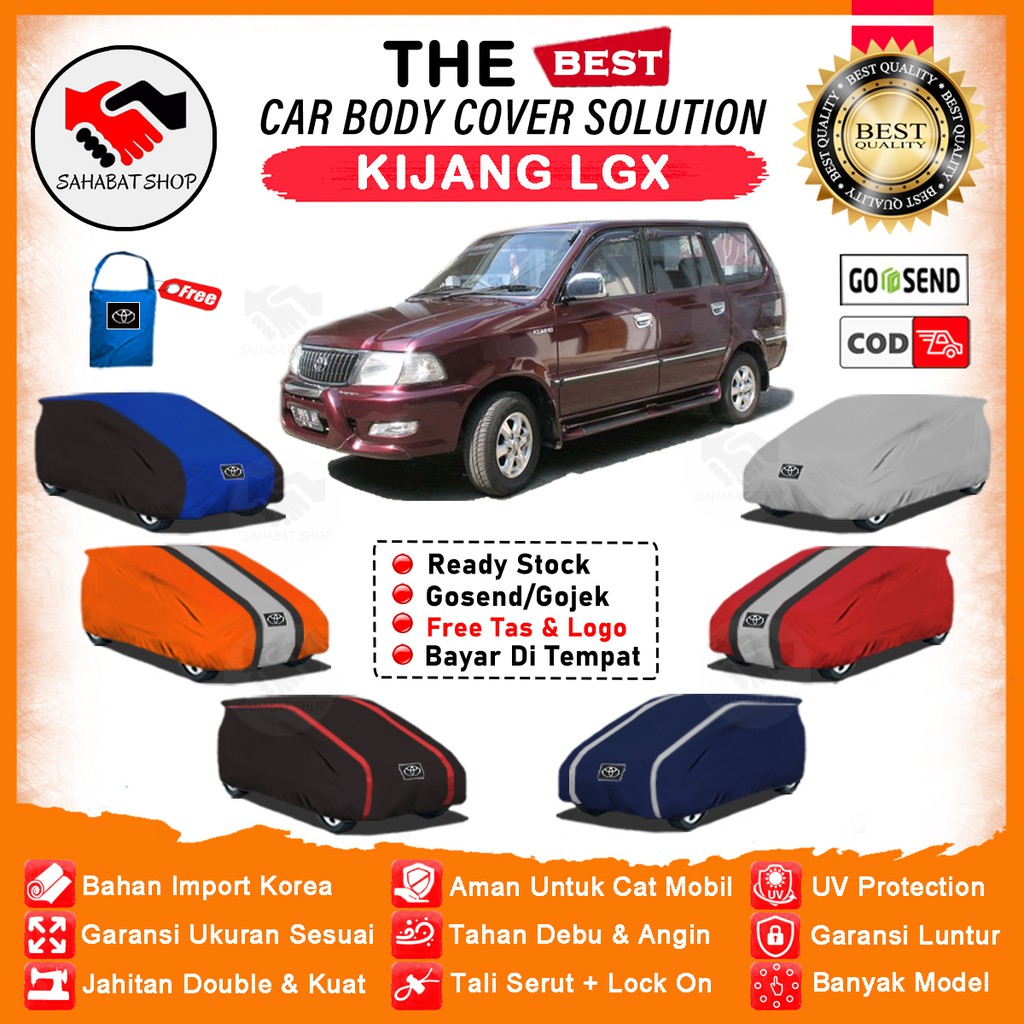 Sahabat Body Cover Mobil Kijang / Sarung Penutup Toyota Kijang LGX Outdoor / Tutup Mantel Selimut Kerudung Jas Mantol Terpal Pelindung Kerodong Kelambu Tutupan Bungkus Pembungkus Mobil Kijang Waterproof Anti Air Model Orange