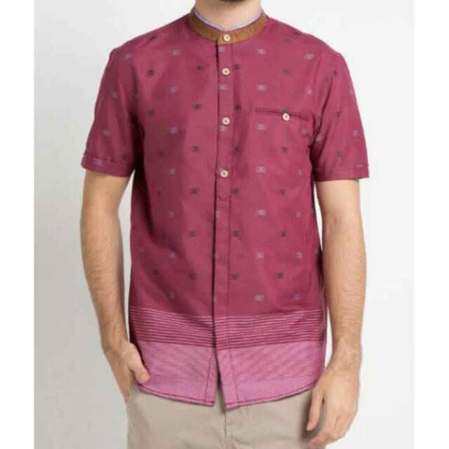 Kemeja koko putih pria Emba Jeans original motif 41902