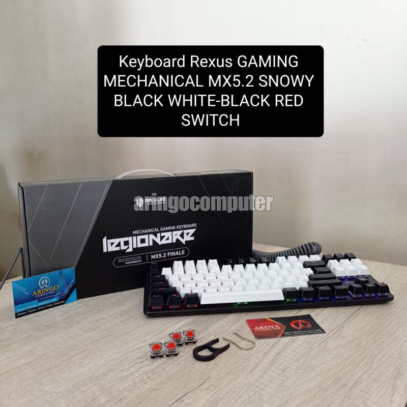 Keyboard Rexus GAMING MECHANICAL MX5.2 SNOWY BLACK WHITE-BLACK RED SWITCH