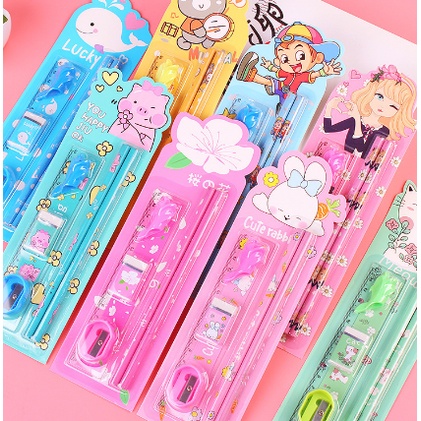 

SP010 MINI STATIONERY SET ALAT TULIS 5 in 1 KARAKTER LUCU / PENSIL