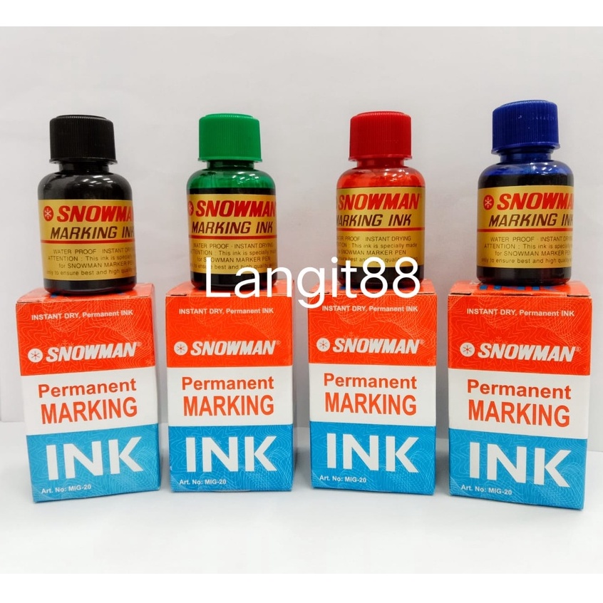 

Tinta Spidol Permanent Snowman InK MIG-20 (Hitam/ Biru/ Merah) - Biru