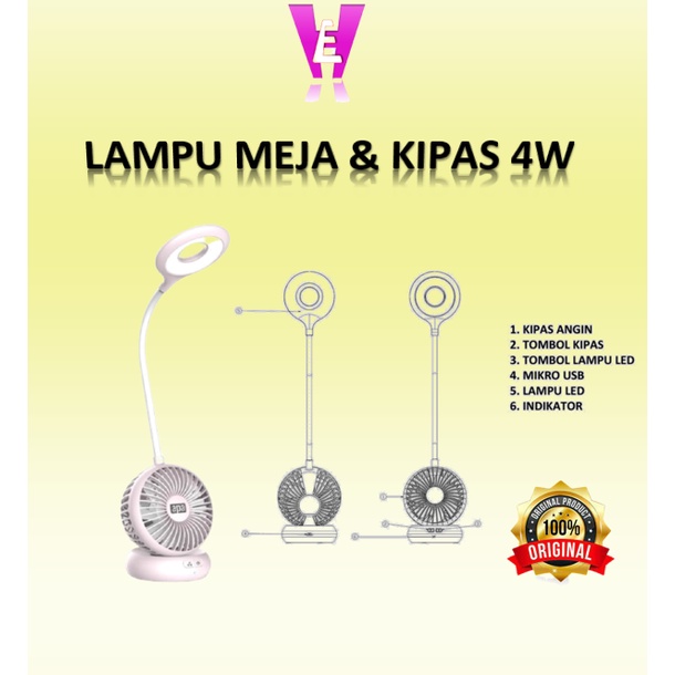 LAMPU MEJA &amp; KIPAS EMERGENCY / LED DESK LAMP FANCY 4W / LAMPU KIPAS DARURAT