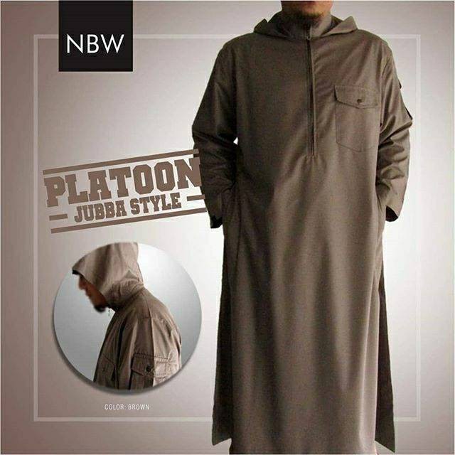 Baju Gamis Jubah Muslim Pria Hoodie Kupluk Nabawi The Platoon Modern S-XXL