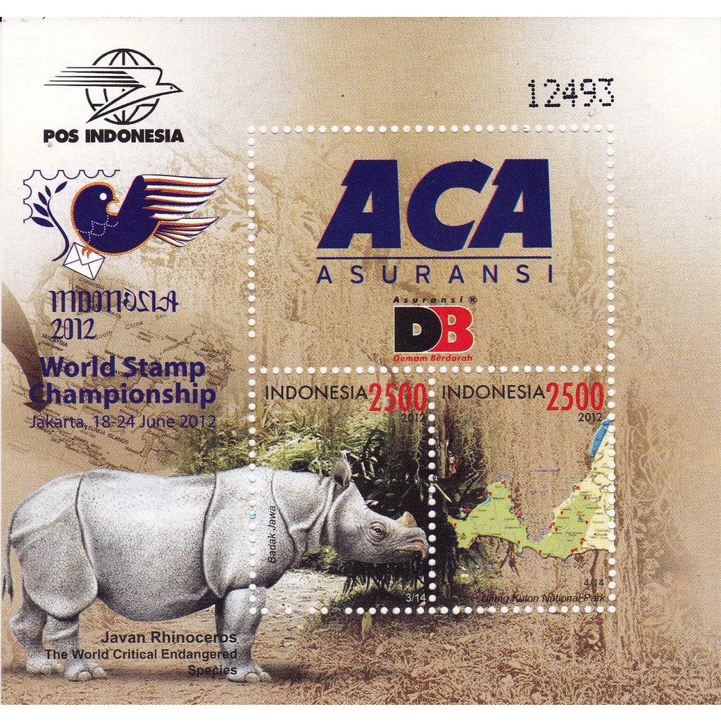 

Perangko Indonesia 2012 Badak Souvenir sheet MNH
