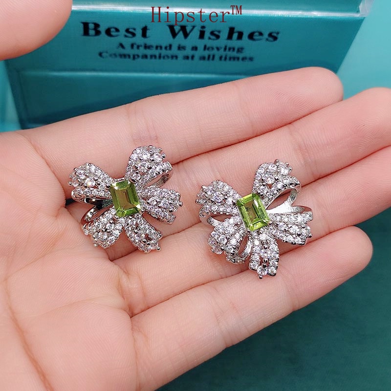 Natural Jewelry Set Olivine Earrings Open Ring