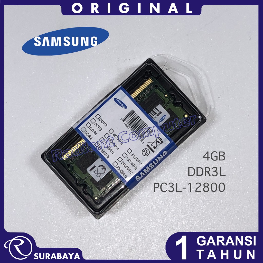 RAM Memory Laptop SODIMM Samsung DDR3 4GB PC3L-12800 DDR3L-1600