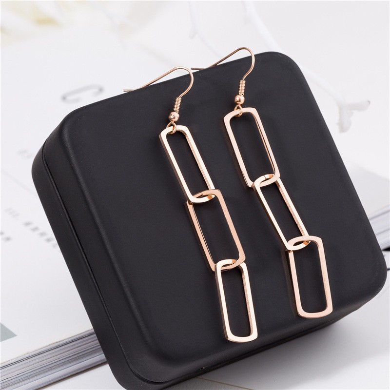 SALE Anting Gantung Titanium Rose Gold Asli Wanita Fashion Anti Karat Murah AA016 elegant pesta