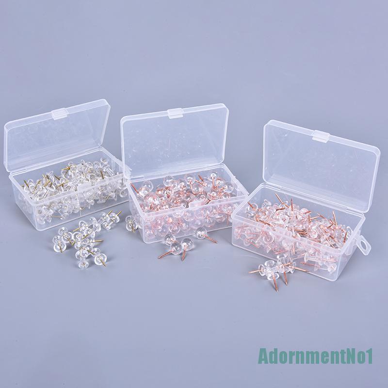 (AdornmentNo1) 100pcs Pin Tekan Transparan Untuk Papan Gabus