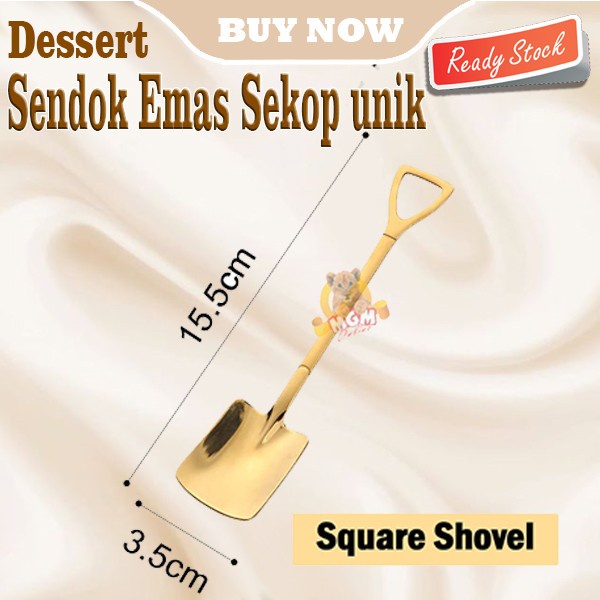 sendok unik Sekop stainless Gold sendok dessert kue 15cm escream taman