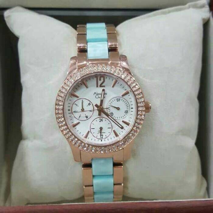 ALEXANDRE CHRISTIE WATCH AC 2608 WANITA ORIGINAL ROSEGOLD BLUE