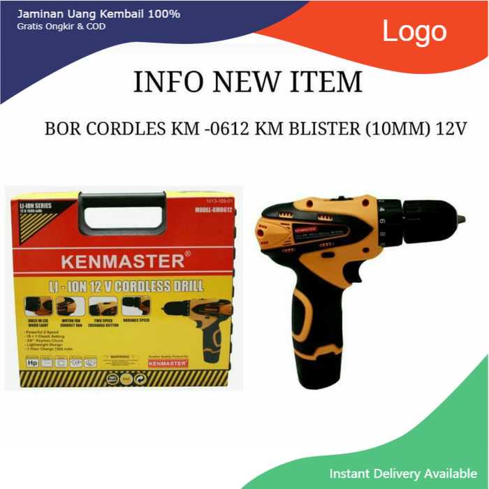 Mesin Bor Baterai - Cordless Drill Kenmaster KM0612