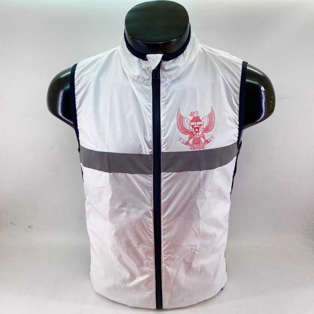 Rompi Vest Sepeda HUT RI 77 Dirgahayu Republik Indonesia Olahraga Neology Windbreaker - Putih