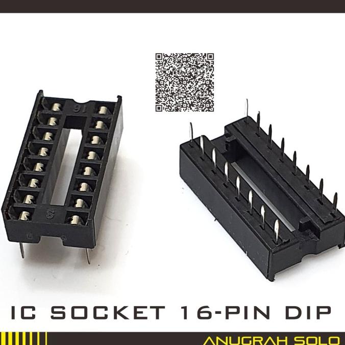 +++++] Soket IC 16 Pin Lubang Jepit Socket IC 16P Flat Pin DIP-16 16pin