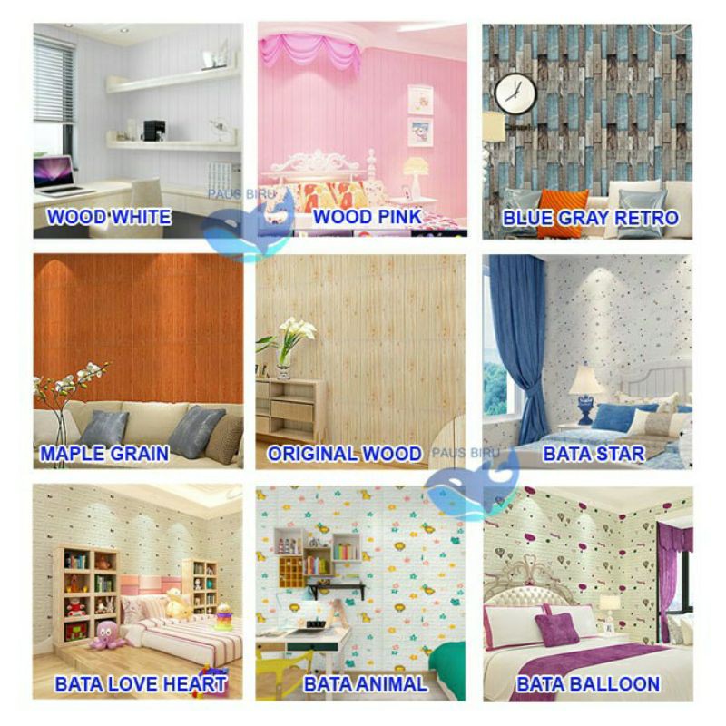 Walpaper Dinding 3D foam busa wallpaper dinding  wallpaper 3d Motif Batu Bata Dekorasi Dinding Kamar