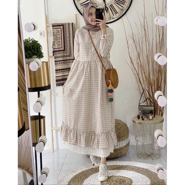 (( COD )) Zelin Gamis Kotak / Baju Kotak Tunik Murah