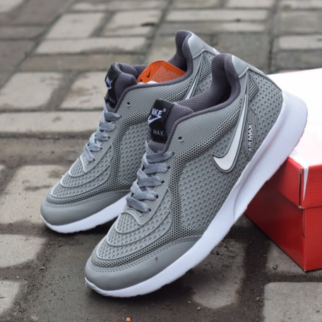  SEPATU  SPORT NIKE AIRMAX RUNNING ABU PUTIH PRIA  WANITA 