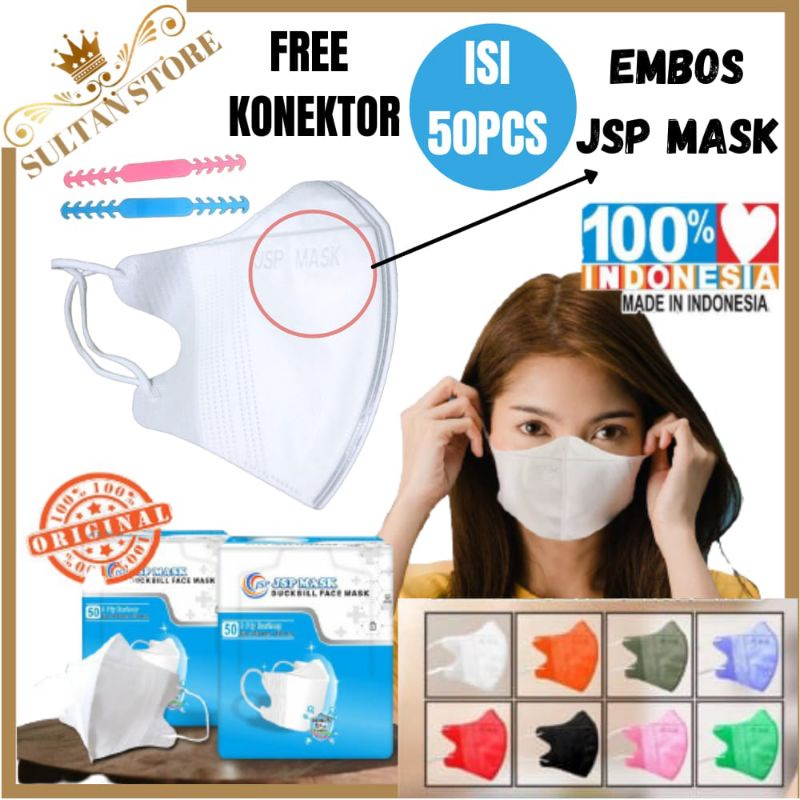 Masker duckbill Warna Warni Putih JSP mask duckbil jsp earloop nonhijab box medis kesehatan surgical