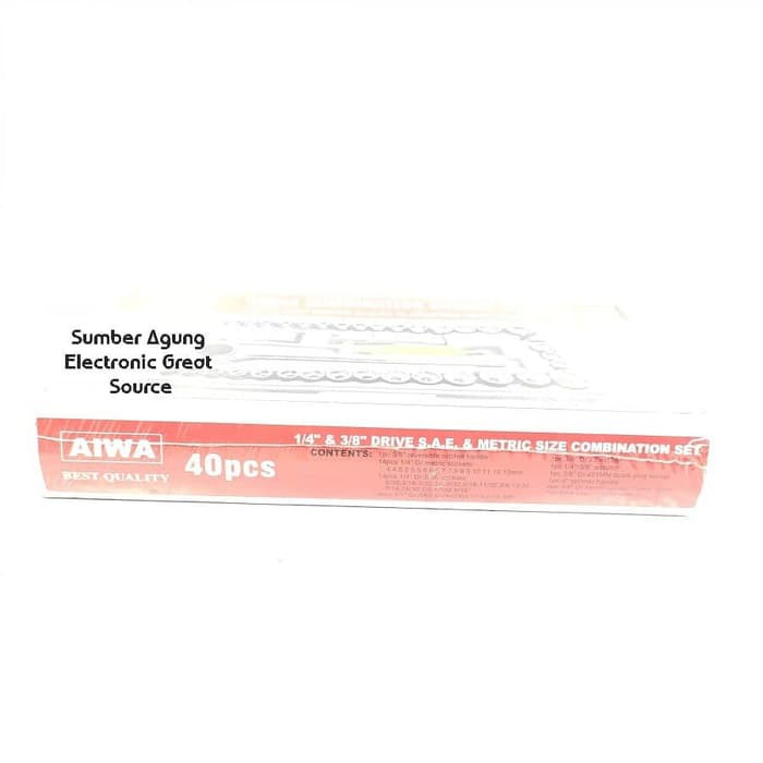 Aiwa Kunci Sok Combination SOcket Wrench 40pcs 1/4inch 3/8inch Metric