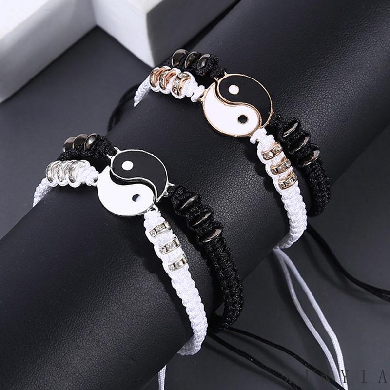 Xia.id Gelang Tangan Tali Woven Aksen Alloy Untuk Pasangan / Pria / Wanita