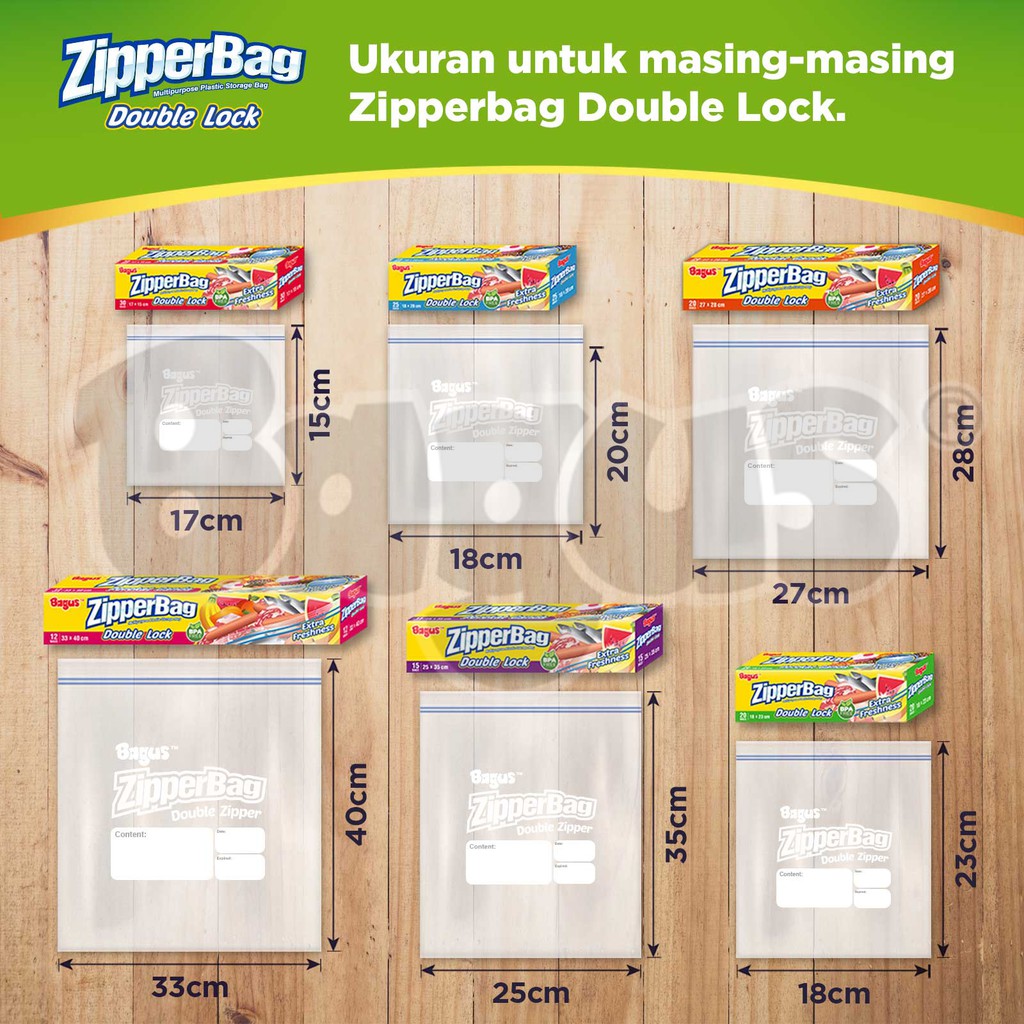 Bagus Double Lock Zipperbag 15 s 25 cm x 35 cm W-21453