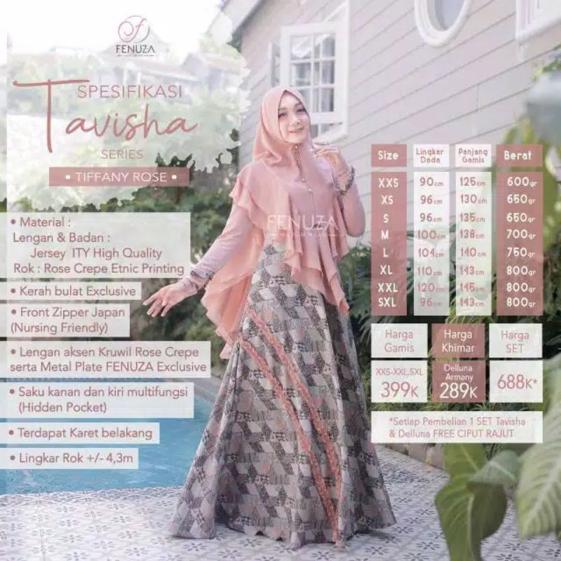 Fenuza Dress Tavisha size XXS warna Tiffany Rose