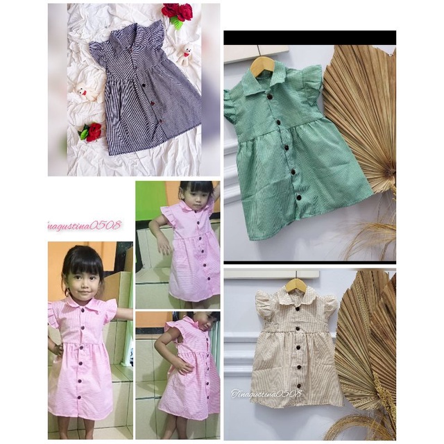 MAHIA Dress perempuan  lengan kupu kupu 1sampai 6 tahun