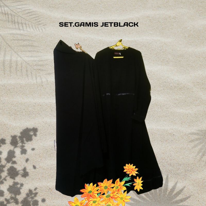 SET. GAMIS SYAR'I JETBLACK FREE CADAR