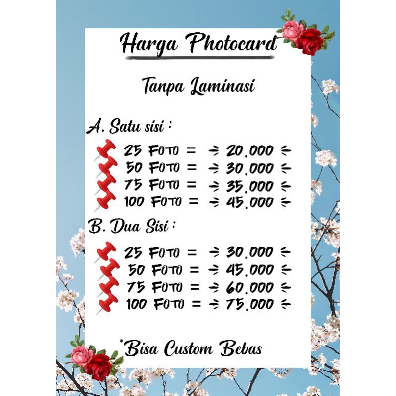 Jual Cetak Photocard 2 sisi ( Tanpa Laminasi ) Shopee Indonesia