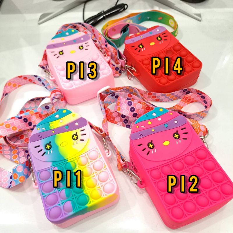 TAS SELEMPANG ANAK POP IT RUBBER JELLY / SLING BAG LUCU IMPORT