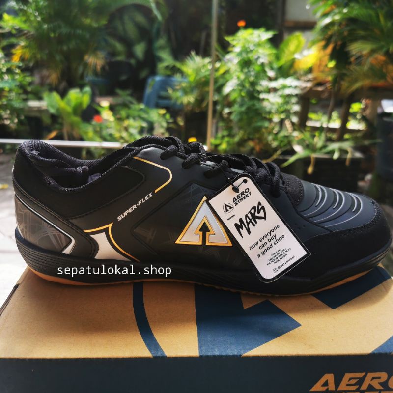 AEROSTREET MARS HITAM SEPATU SNEAKERS LOKAL LOCAL SPORT OLAHRAGA FUTSAL GOWES