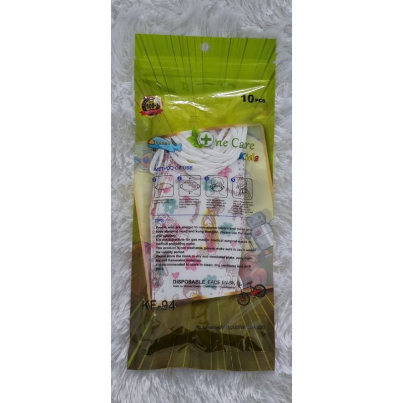 MASKER KF94 ANAK ONE CARE MOTIF KARAKTER DISPOSABLE FACE MASK ISI 10 PCS