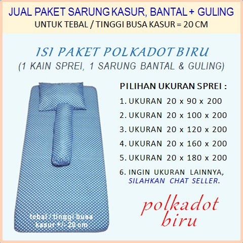 Kain Sprei Uk 20 Isi 1 Kain Sprei 1 Sarung Bantal 1 Sarung Guling Tebal Busa Kasur 20 Cm Shopee Indonesia