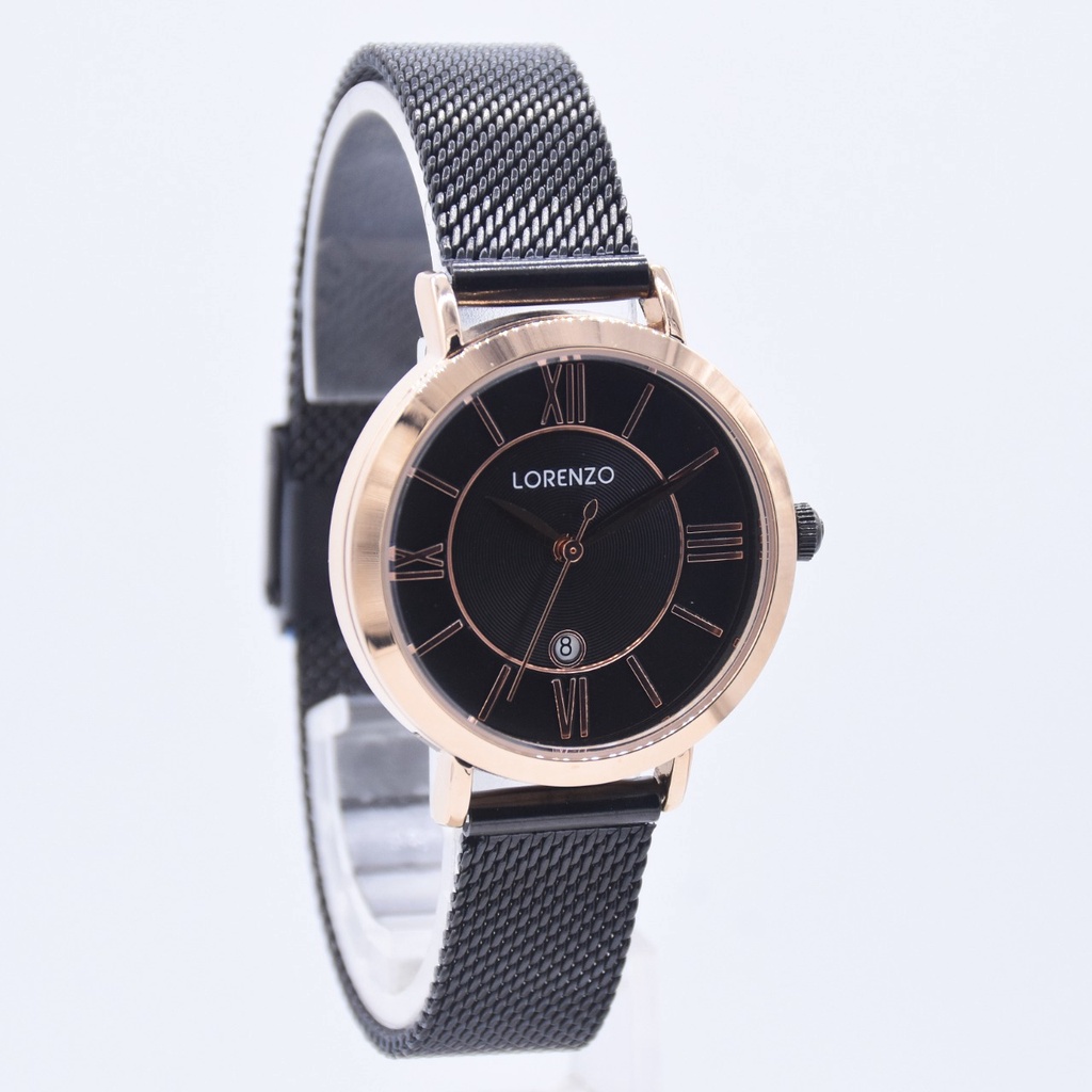 BEST SELLER JAM TANGAN WANITA LORENZO G123 TALI RANTAI PASIR TANGGAL AKTIF DM 3.2CM FREE BOX &amp; BATERAI || JAM TANGAN FASHION WANITA JAM TANGAN CEWEK MURAH