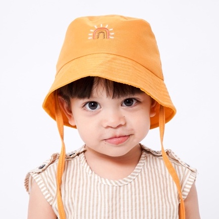 RIKU HAT - Promo 10.10 Bucket Hat Polos Anak Topi Tali Bordir Cewe Cowo Laki Perempuan Korea Drill Lucu Murah