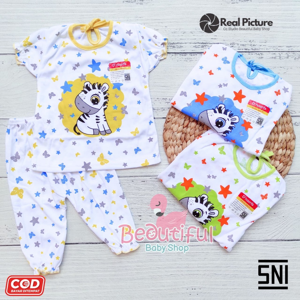 Setelan Baju Bayi Perempuan Lengan Pendek Celana Panjang Motif Kuda Poni / Piyama Bayi Perempuan D'Noorfa / Baby.ou