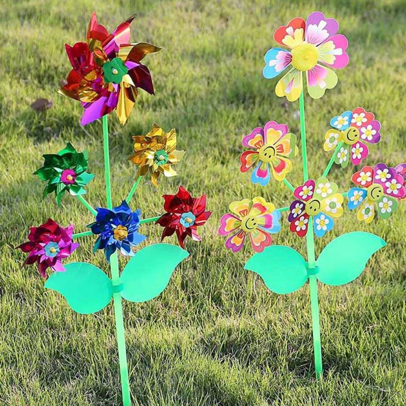 Mary 6roda Kartun Kincir Mainan Whirligig Wind Spinner Kincir Halaman Taman Dekorasi DIY Handmade Craft