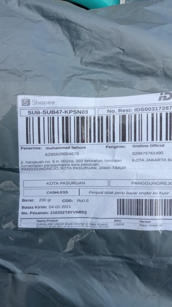 [gridline - Ls028 Black Orange & Navy Green] Kemeja Batik Pria Katun Lengan Panjang Slimfit