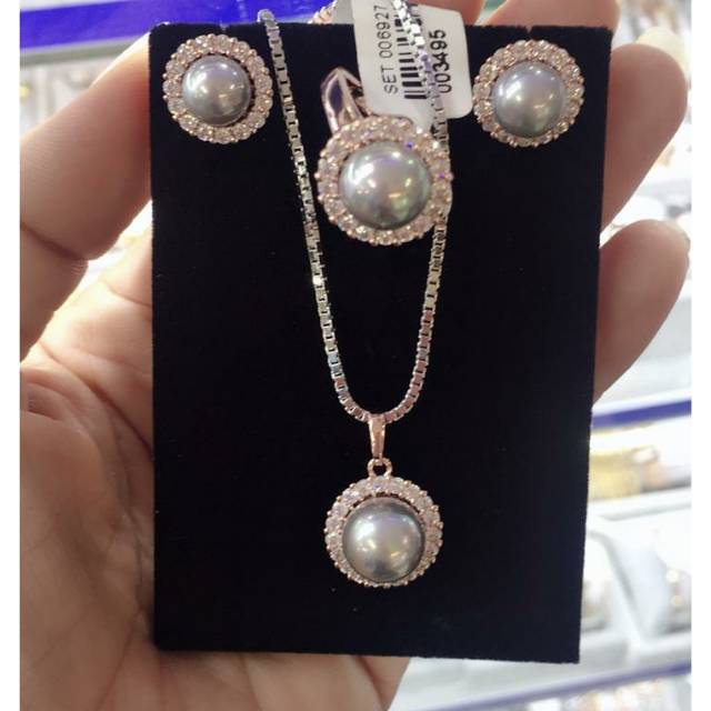 Set Perhiasan mutiara Rhodium Import Bangkok