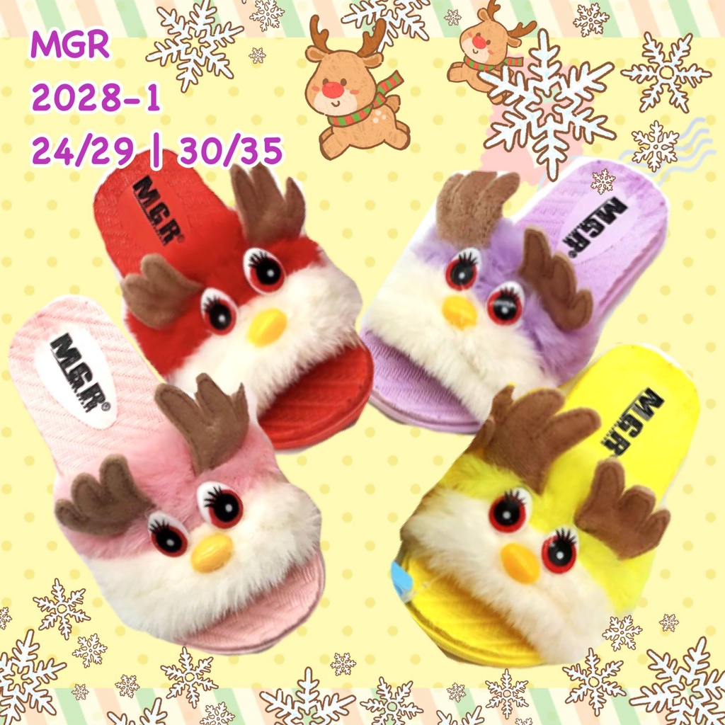 Sandal Slop Bulu Rusa Reindeer Anak Remaja Lucu Imut Cute Cantik MGR Morego Mokaya Balance / Size 24-29 | 30-35 (2028-1)