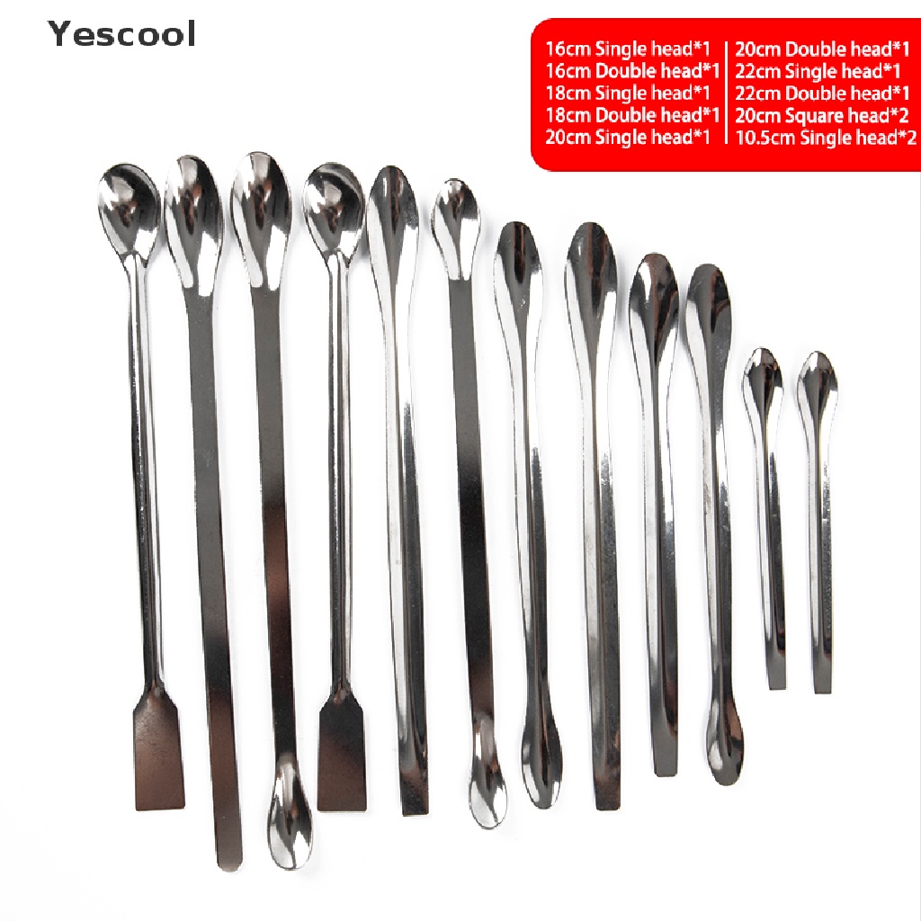 Yescool 12Pcs Sendok Spatula Bahan Stainless Steel Untuk Laboratorium