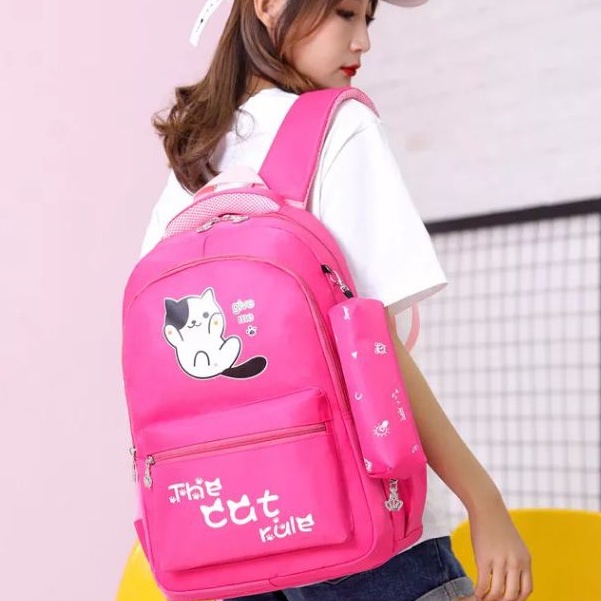 MOEZHA TAS _ (CAT HAPPY) RANSEL ANAK SEKOLAH LAKI LAKI SD TK PAUD MOTIF KARTUN